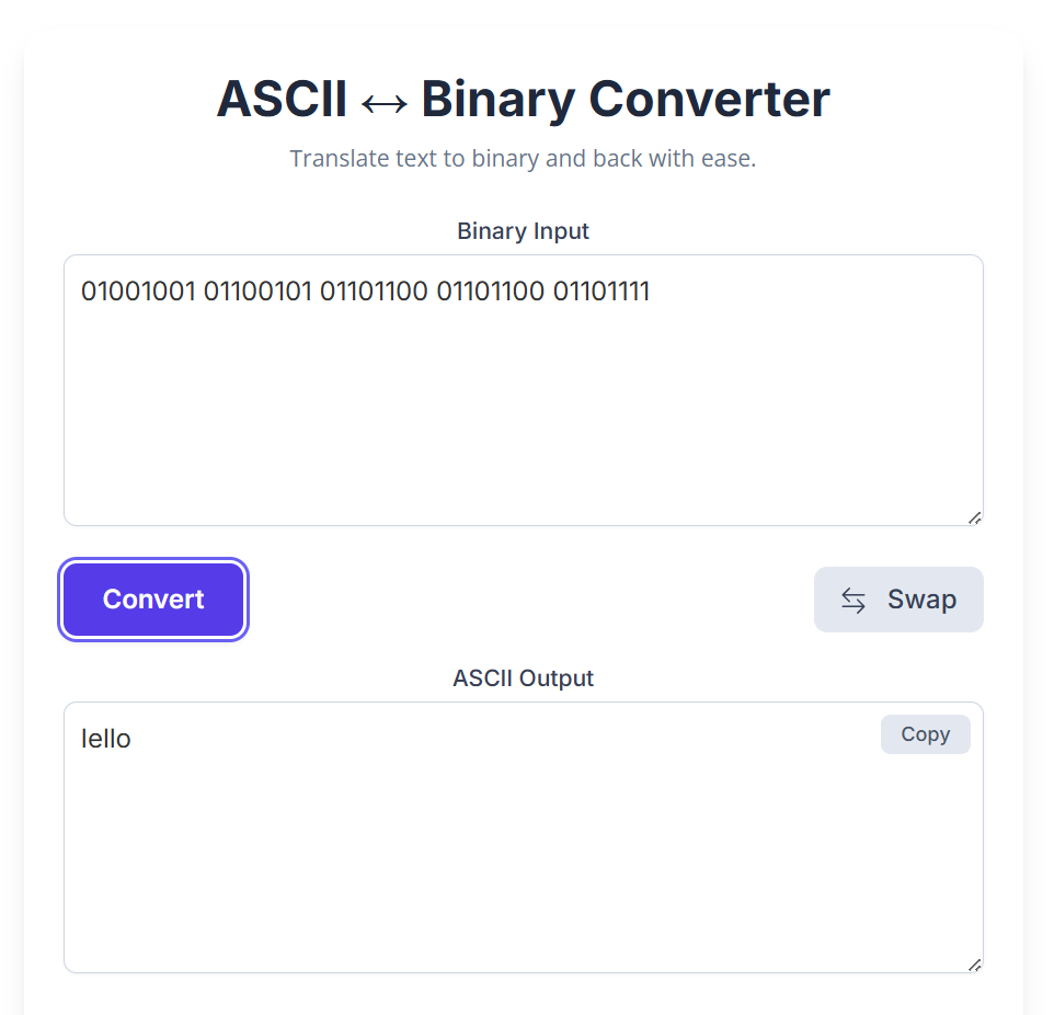 Binary / ASCII Converter