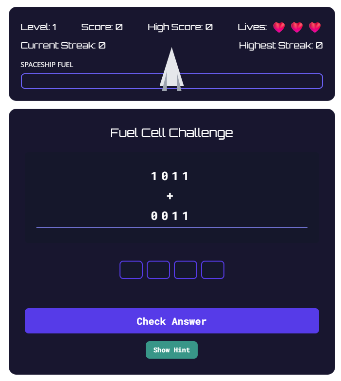 Binary Blast Off Game