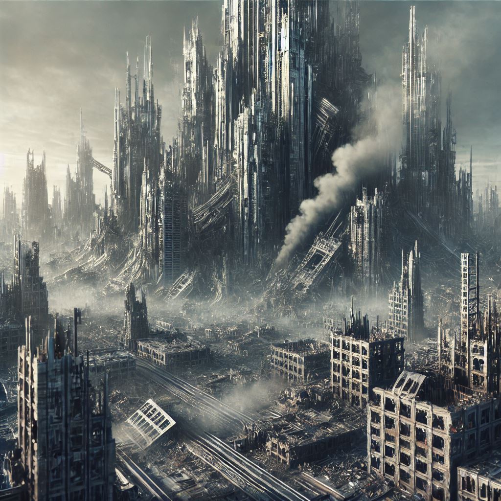 dystopian cityscape example 2 using copilot