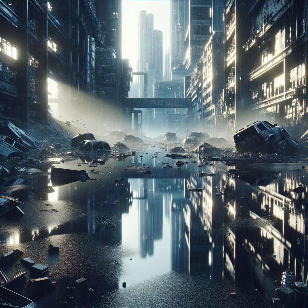 dystopian cityscape example 4 using copilot