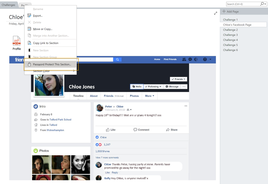 Facebook themed virtual escape room